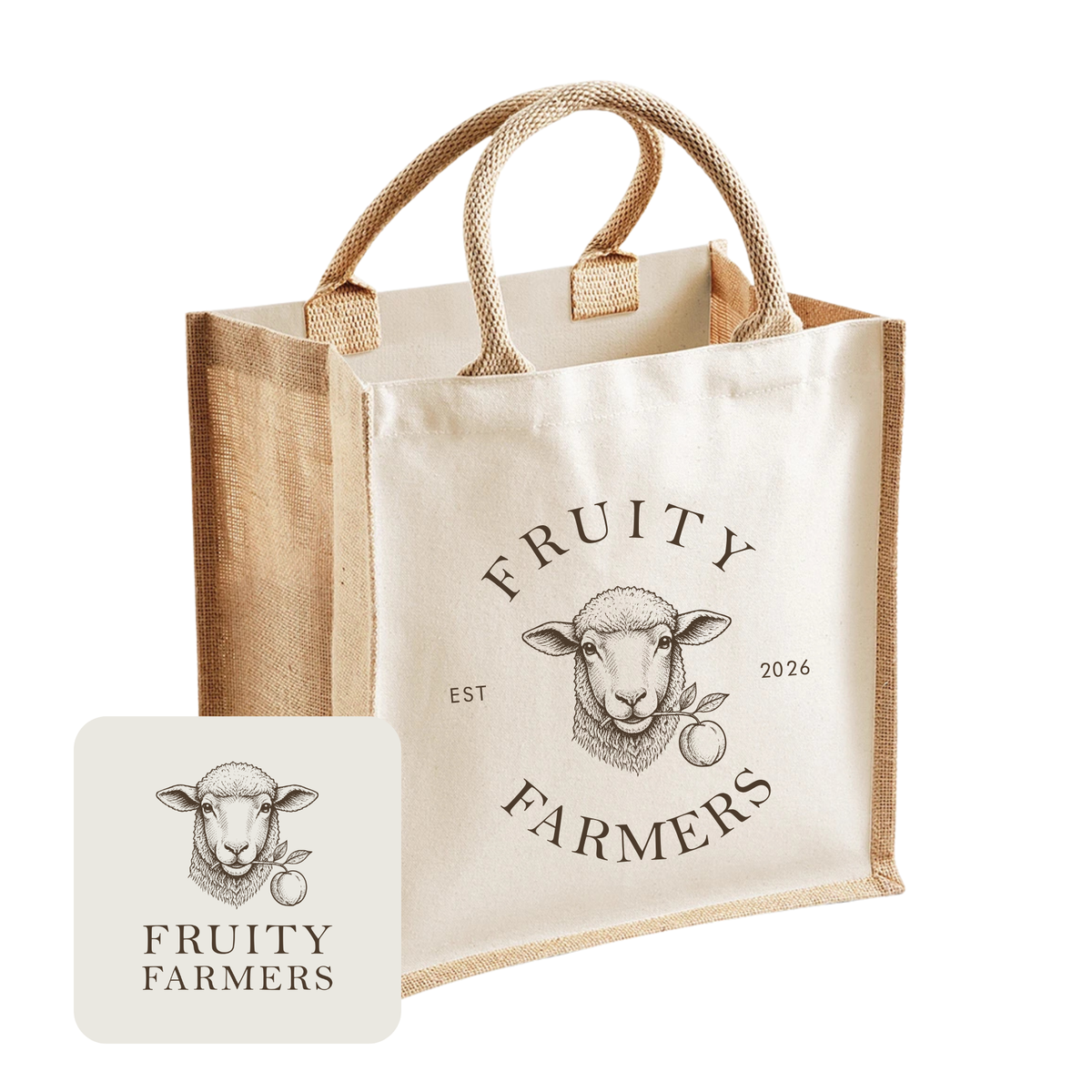 Fruity Farmers Midi Jute Bag